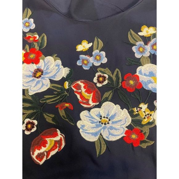 Joules Navy Dress with Floral Embroidery - Picture 4 of 5